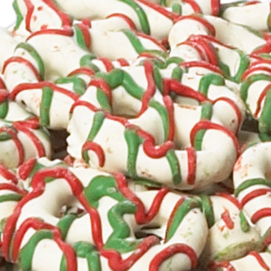 1/2 Gallon Designer Pail with Red & Green Holiday Drizzle Pretzels