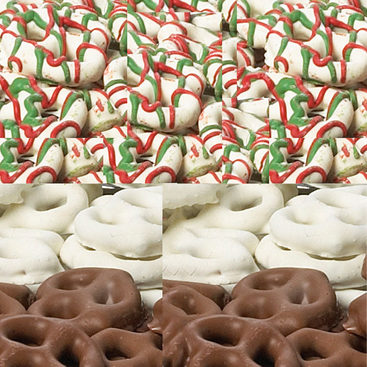 3-Way All Coated Pretzel Sampler Custom Tin